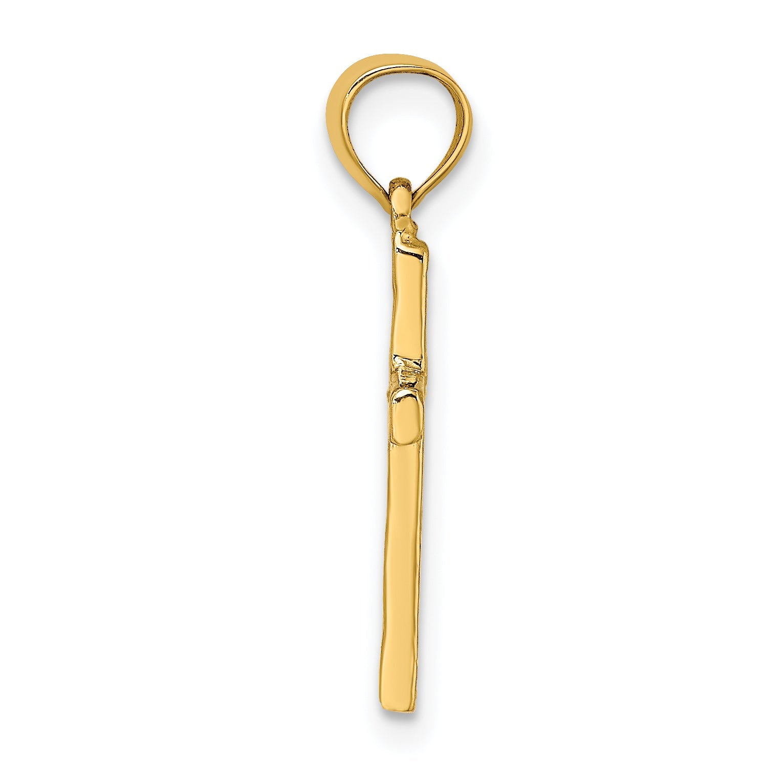 10K Yellow Gold 10K Polished And Engraved Cross W/ Heart Center Charm