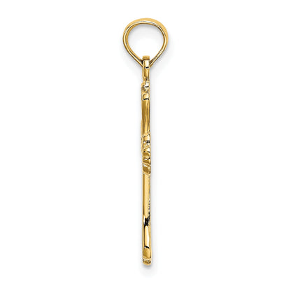 10K Yellow Gold 10K Polished Engraved Cross Charm