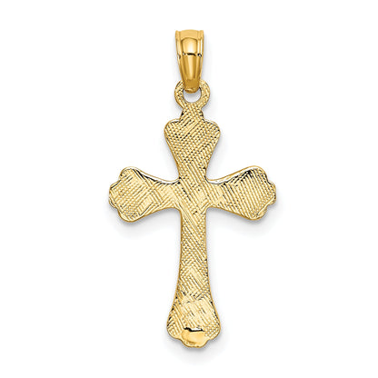 10K Yellow Gold 10K Polished Engraved Cross Charm