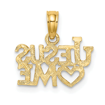 10K Yellow Gold 10K Polished / Engraved Jesus Heart Me Charm