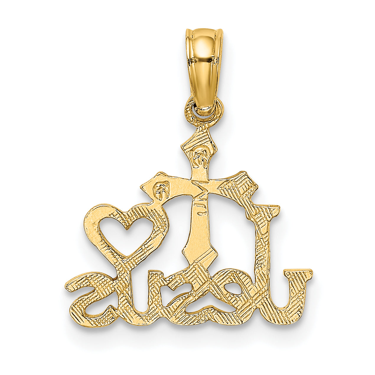 10K Yellow Gold 10K Jesus W/ Cross And Heart Charm