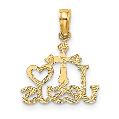 10K Yellow Gold 10K Jesus W/ Cross And Heart Charm