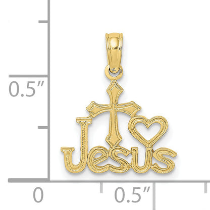 10K Yellow Gold 10K Jesus W/ Cross And Heart Charm