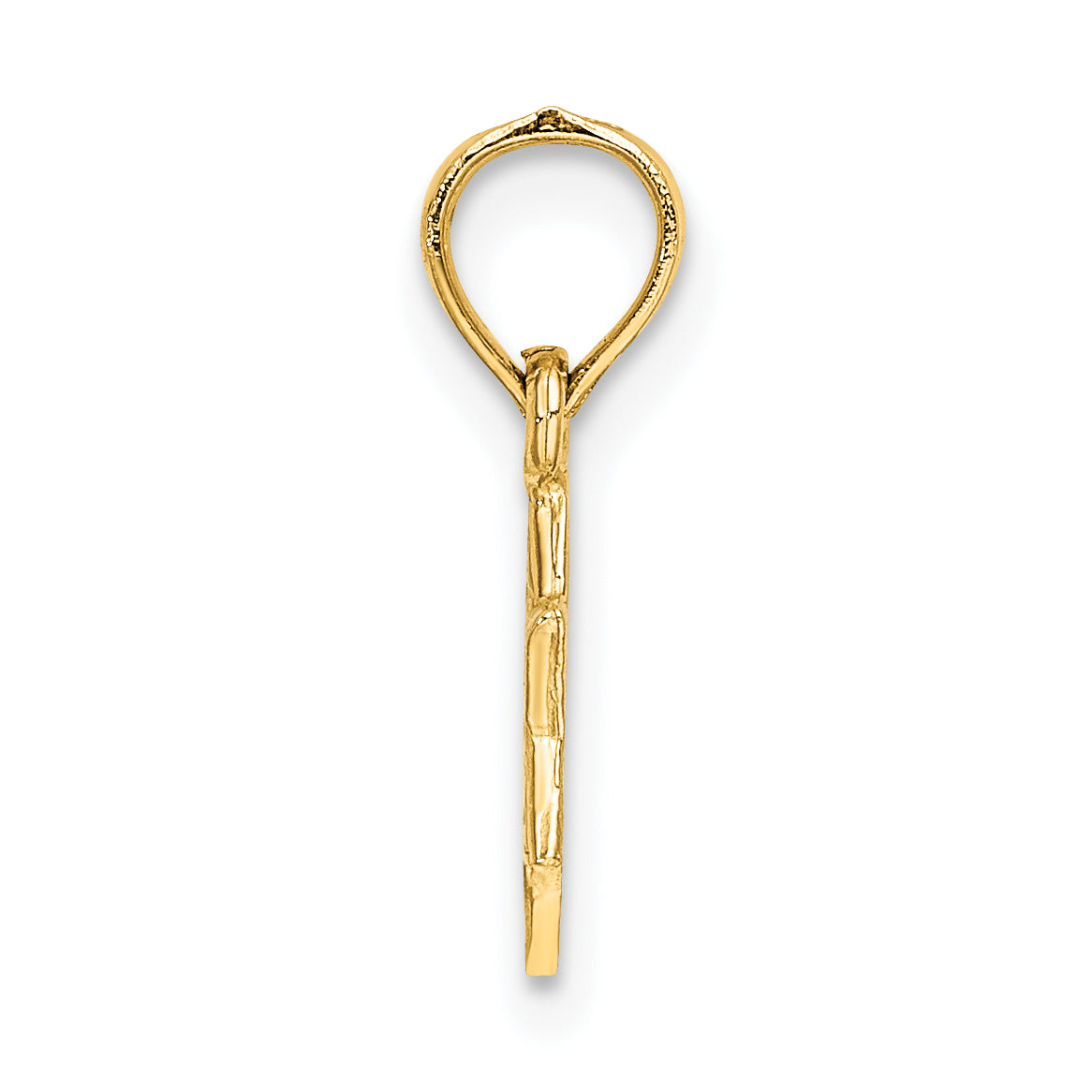 10K Yellow Gold 10K Mini Star Of David W/ Engraved Swirl Charm