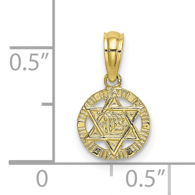 10K Yellow Gold 10K Engraved Star Of David Charm