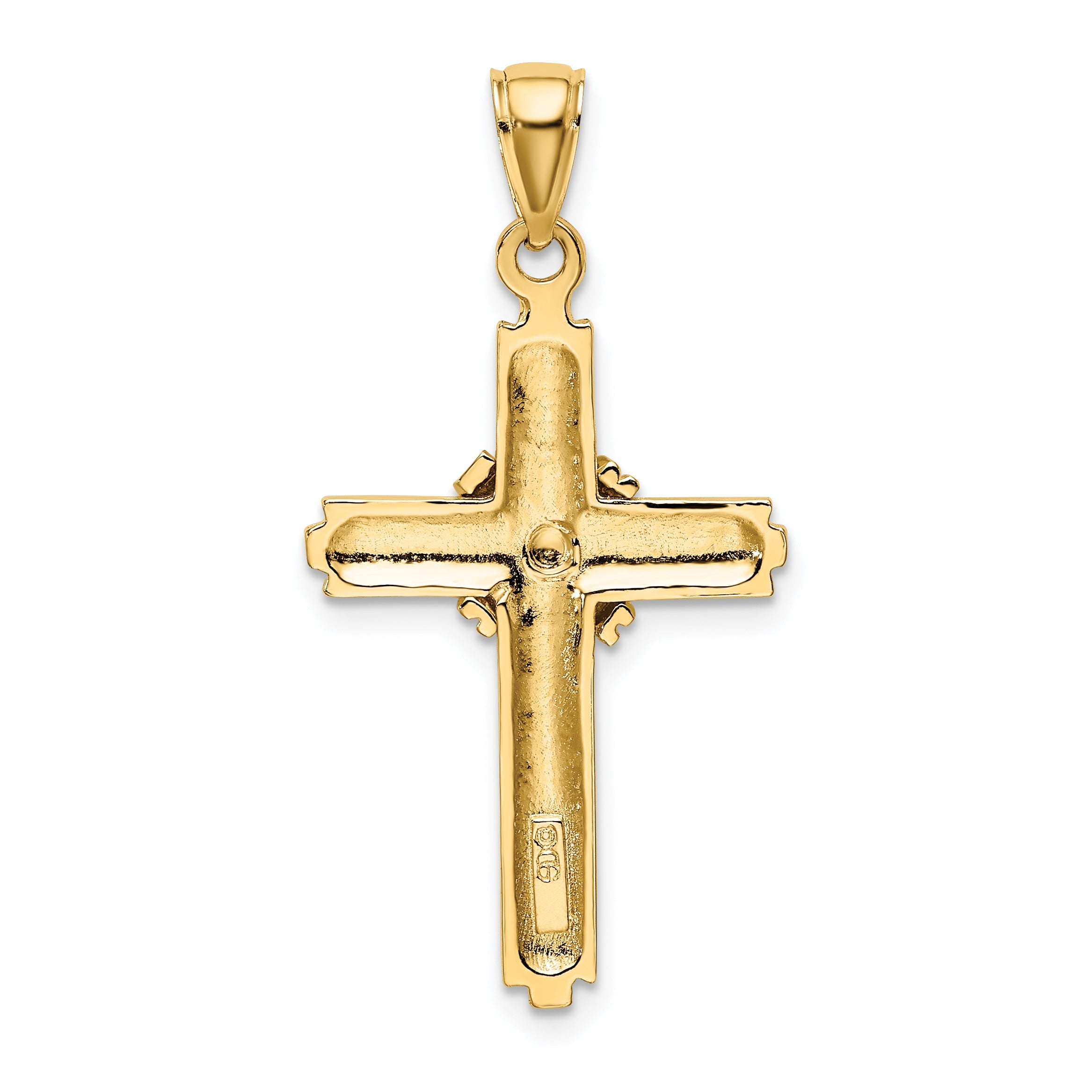 10K Yellow Gold 10K Beaded Center Design Cross Charm