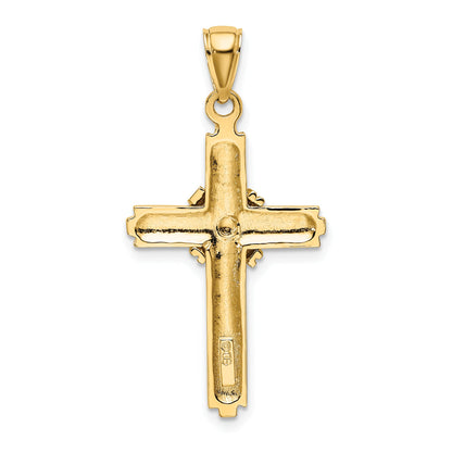 10K Yellow Gold 10K Beaded Center Design Cross Charm