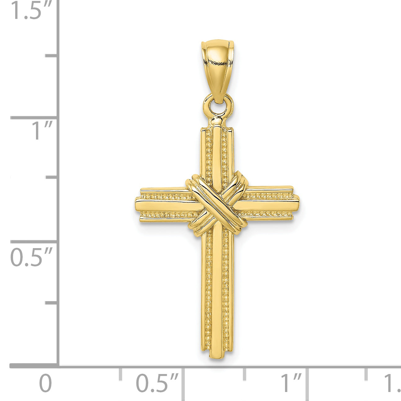 10K Yellow Gold 10K Beaded Center Design Cross Charm