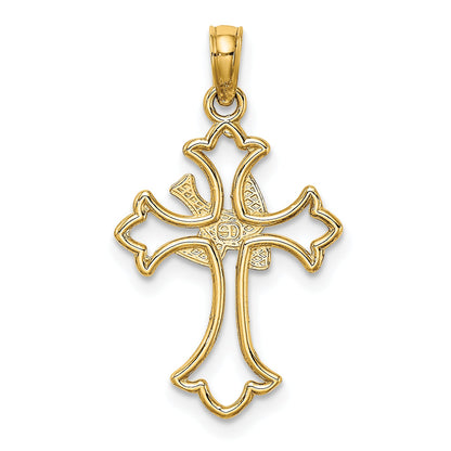 10K Yellow Gold 10K Cut-Out Dove Center Cross Charm