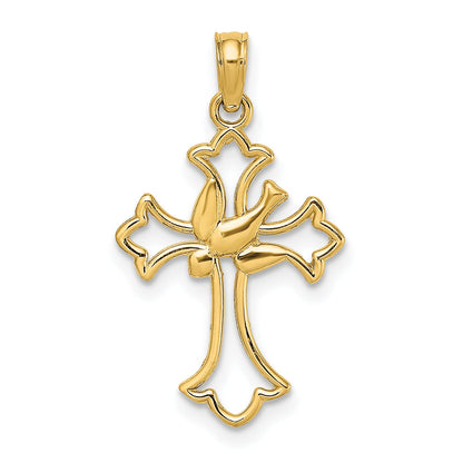 10K Yellow Gold 10K Cut-Out Dove Center Cross Charm