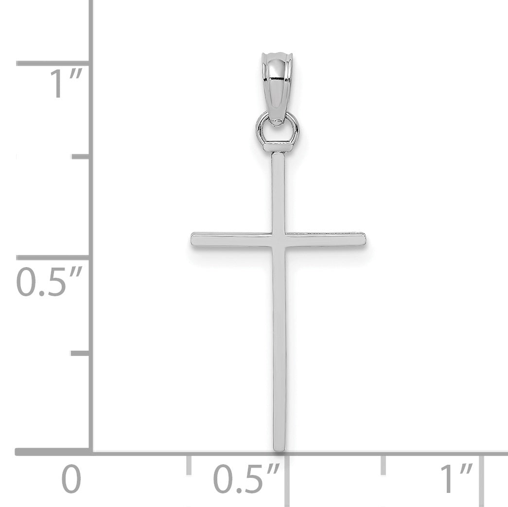 10K White Gold 10K 3-D And Polished Stick Cross Charm