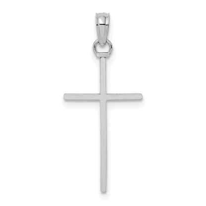 10K White Gold 10K 3-D And Polished Stick Cross Charm