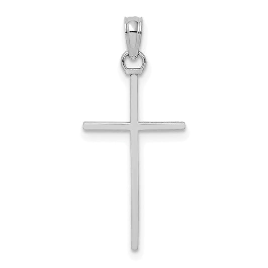 10K White Gold 10K 3-D And Polished Stick Cross Charm