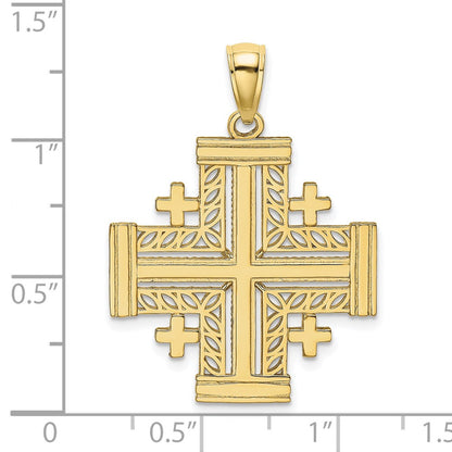 10K Yellow Gold 10K Cut-Out Jerusalem Cross Charm