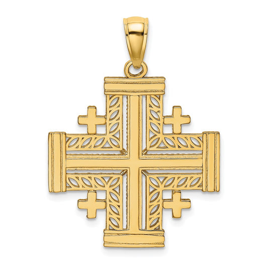 10K Yellow Gold 10K Cut-Out Jerusalem Cross Charm