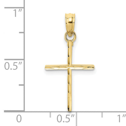 10K Yellow Gold 10K D/C Polished Cross Charm