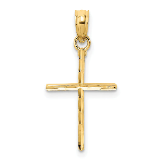 10K Yellow Gold 10K D/C Polished Cross Charm