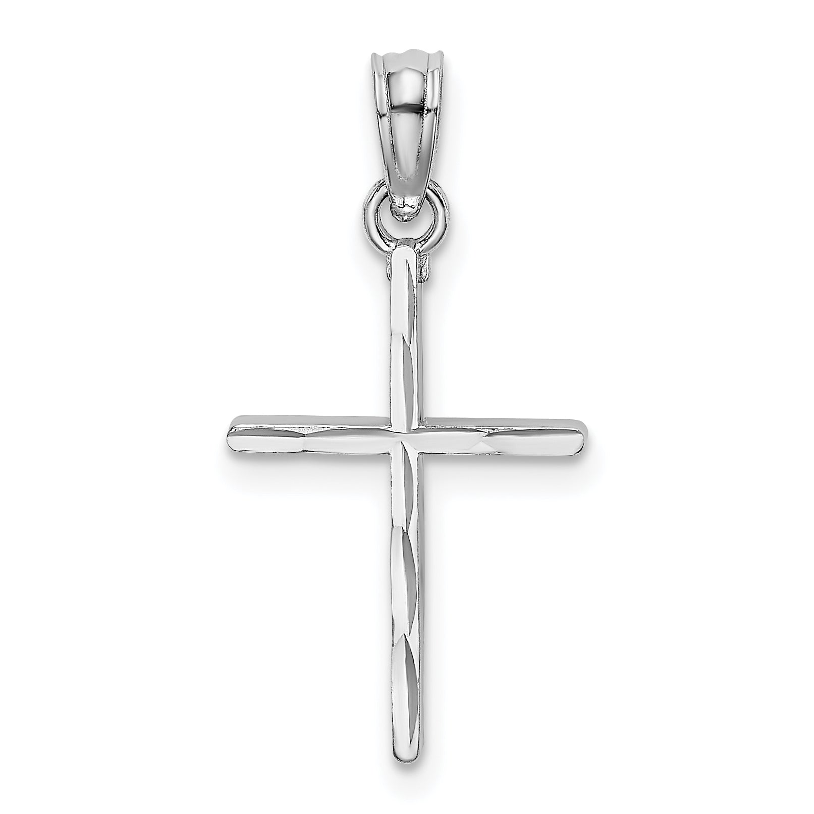 10K White Gold 10K D/C And Polished Cross Charm