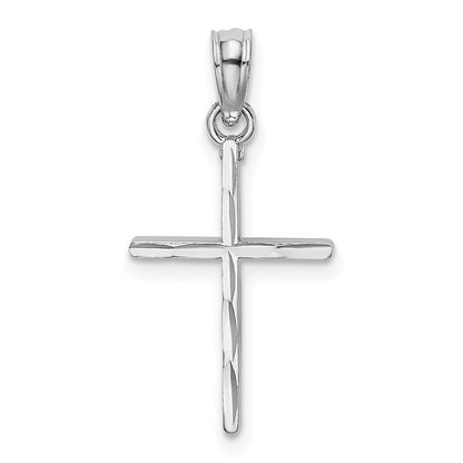 10K White Gold 10K D/C And Polished Cross Charm