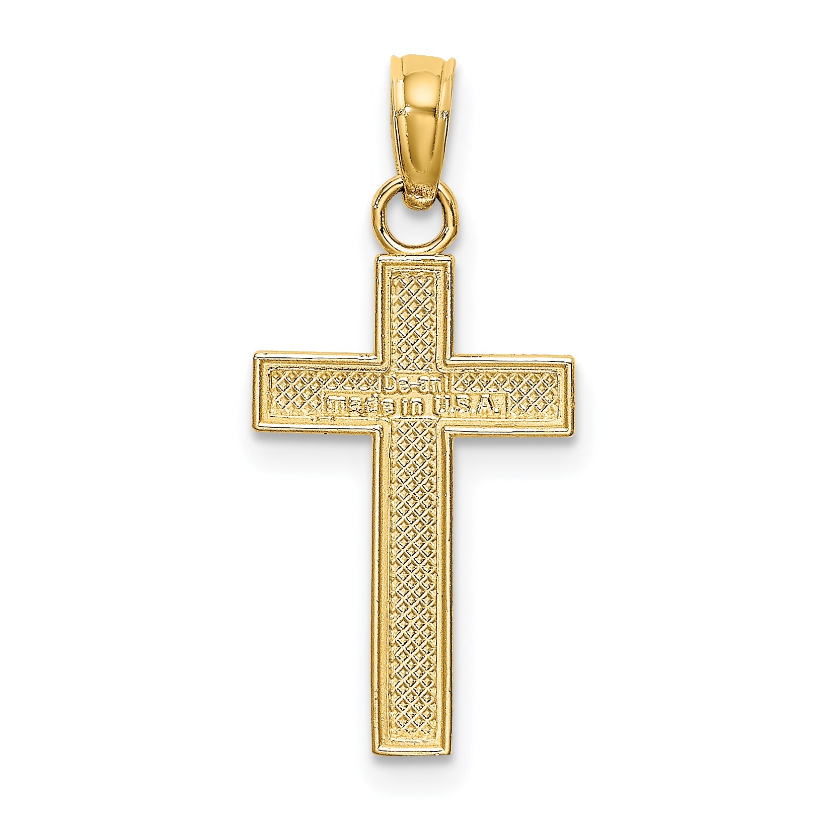 10K Yellow Gold 10K Polished Block Style Beaded Edge Cross Charm