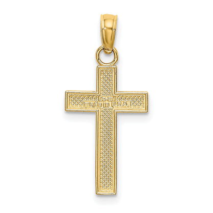 10K Yellow Gold 10K Polished Block Style Beaded Edge Cross Charm