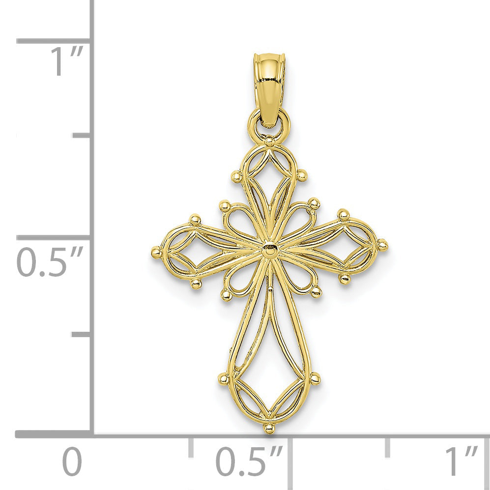 10K Yellow Gold 10K Cut-Out Fancy Cross Charm