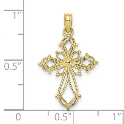 10K Yellow Gold 10K Cut-Out Fancy Cross Charm