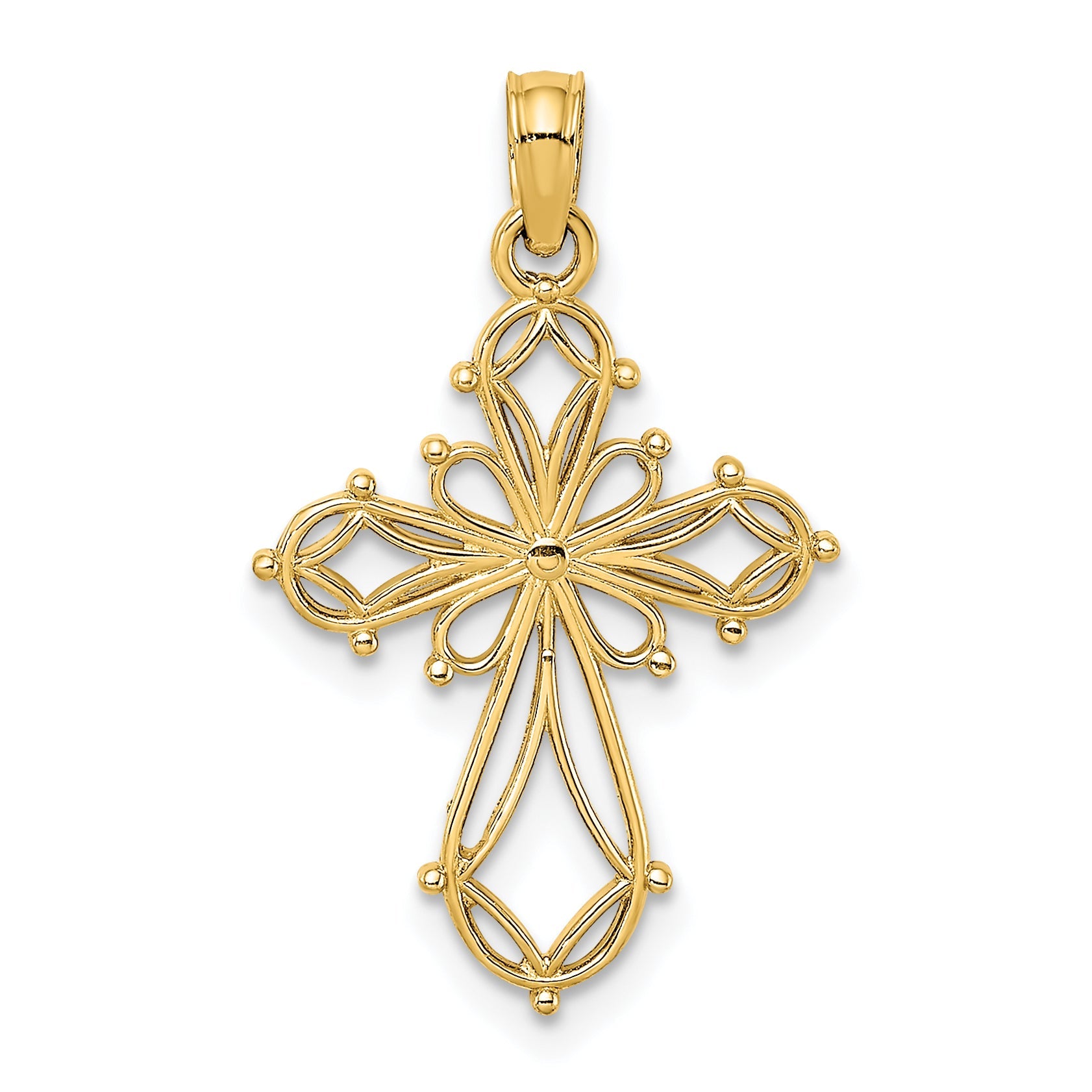 10K Yellow Gold 10K Cut-Out Fancy Cross Charm