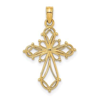 10K Yellow Gold 10K Cut-Out Fancy Cross Charm