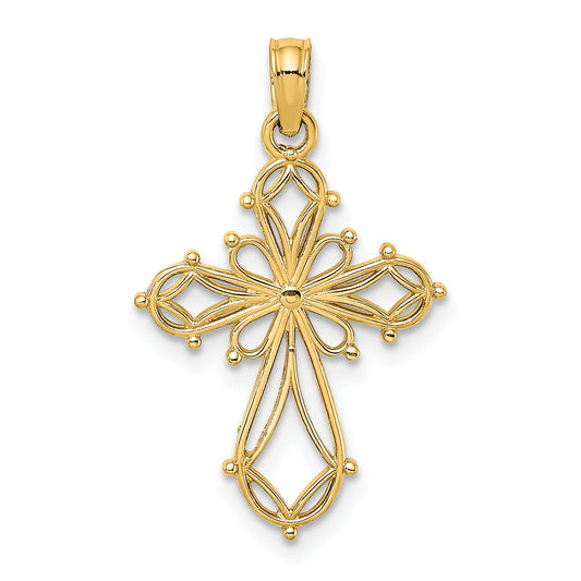 10K Yellow Gold 10K Cut-Out Fancy Cross Charm