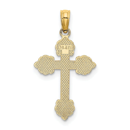 10K Yellow Gold 10K Polished And Textured Fancy Cross Charm