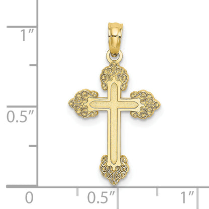 10K Yellow Gold 10K Polished And Textured Fancy Cross Charm