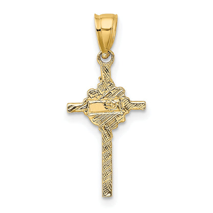 10K Yellow Gold 10K 2-D Starburst Crucifix Charm