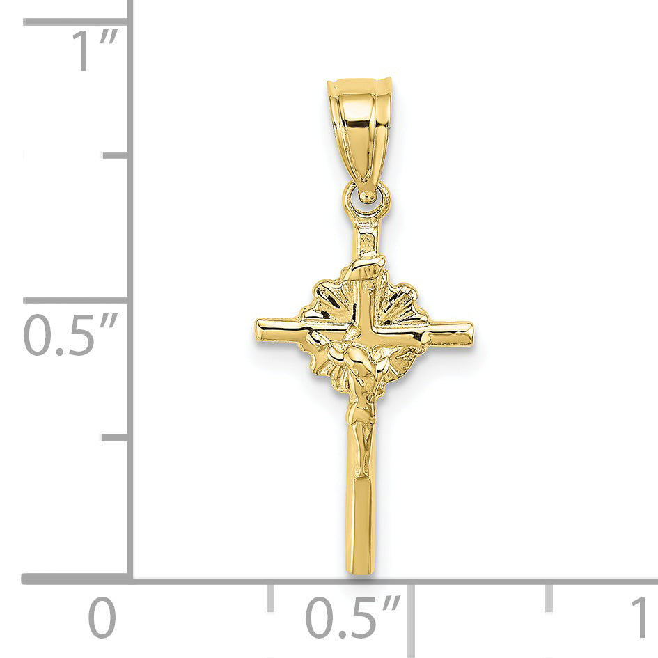 10K Yellow Gold 10K 2-D Starburst Crucifix Charm