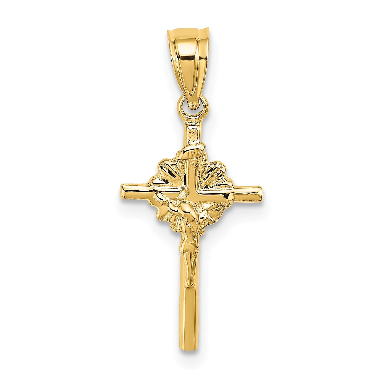 10K Yellow Gold 10K 2-D Starburst Crucifix Charm
