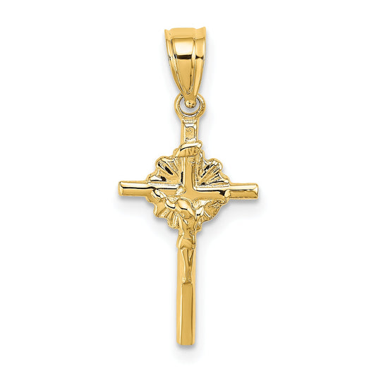 10K Yellow Gold 10K 2-D Starburst Crucifix Charm