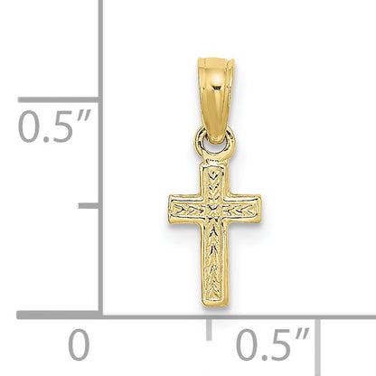 10K Yellow Gold 10K Polished And Engraved Mini Cross Charm