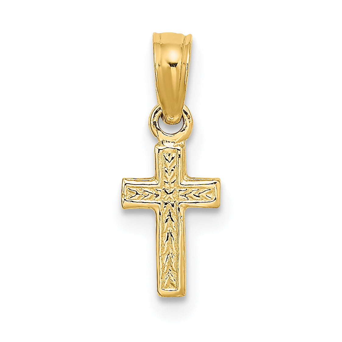 10K Yellow Gold 10K Polished And Engraved Mini Cross Charm