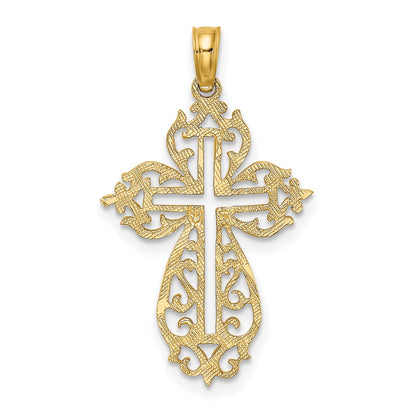 10K Yellow Gold 10K Cut-Out Scroll Framed Cross Charm