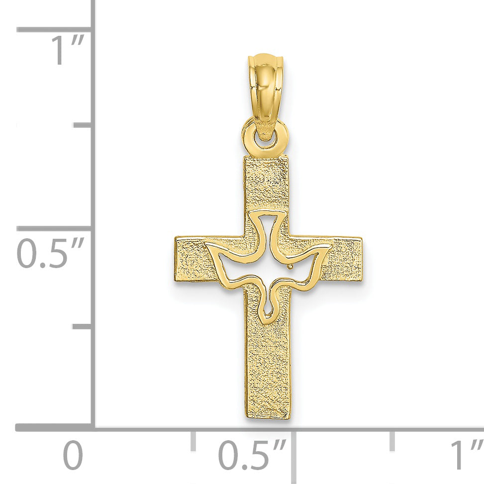 10K Yellow Gold 10K Dove In Cross Charm