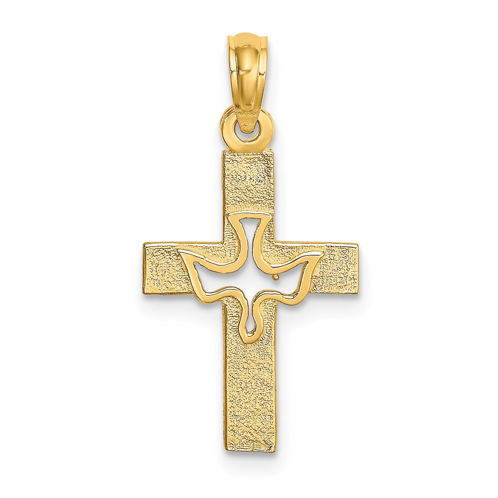 10K Yellow Gold 10K Dove In Cross Charm