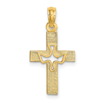 10K Yellow Gold 10K Dove In Cross Charm