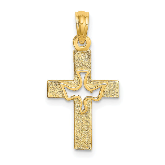 10K Yellow Gold 10K Dove In Cross Charm