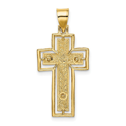 10K Yellow Gold 10K Textured Crucifix W/ Frame Charm