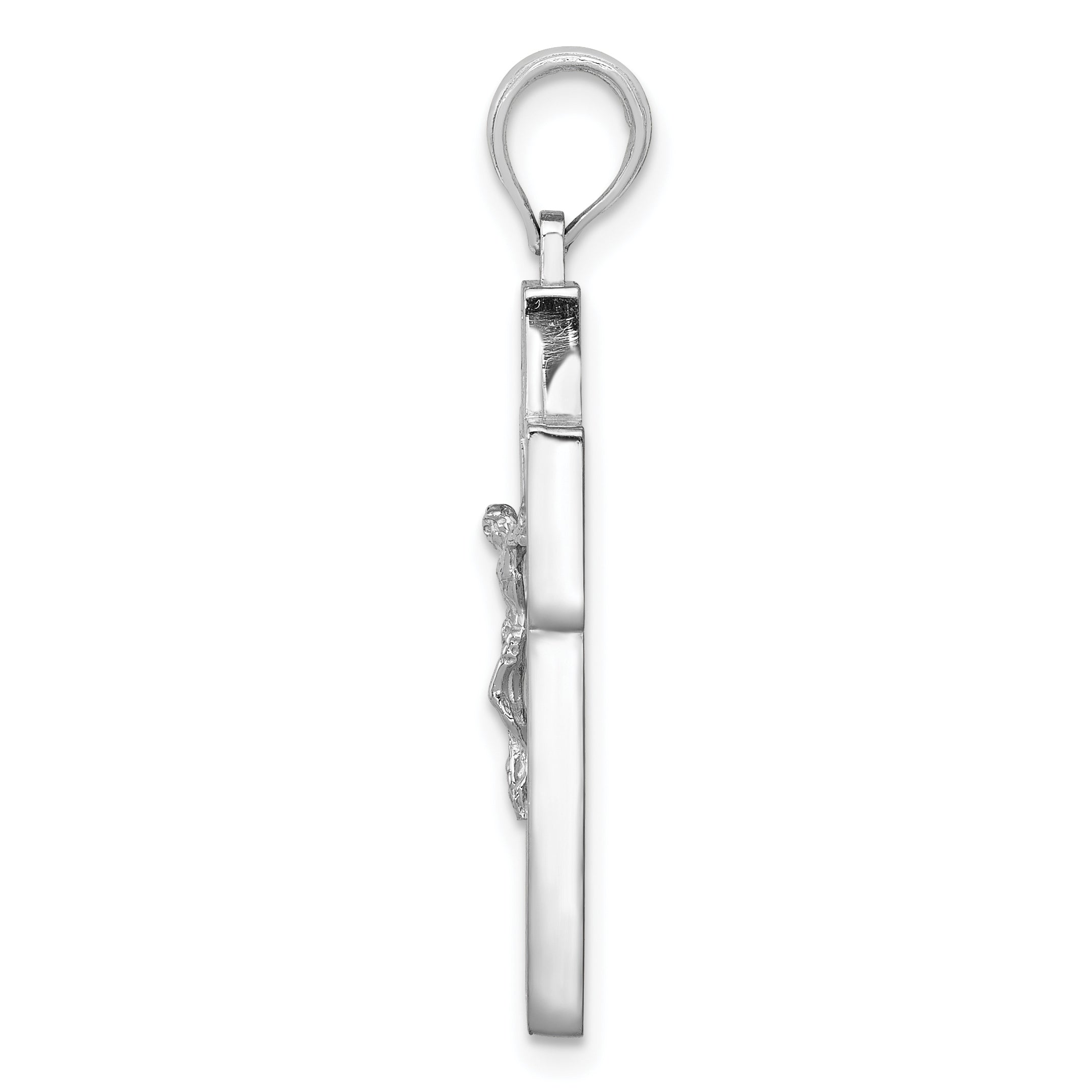 10K White Gold 10K Textured Crucifix W/ Frame Charm