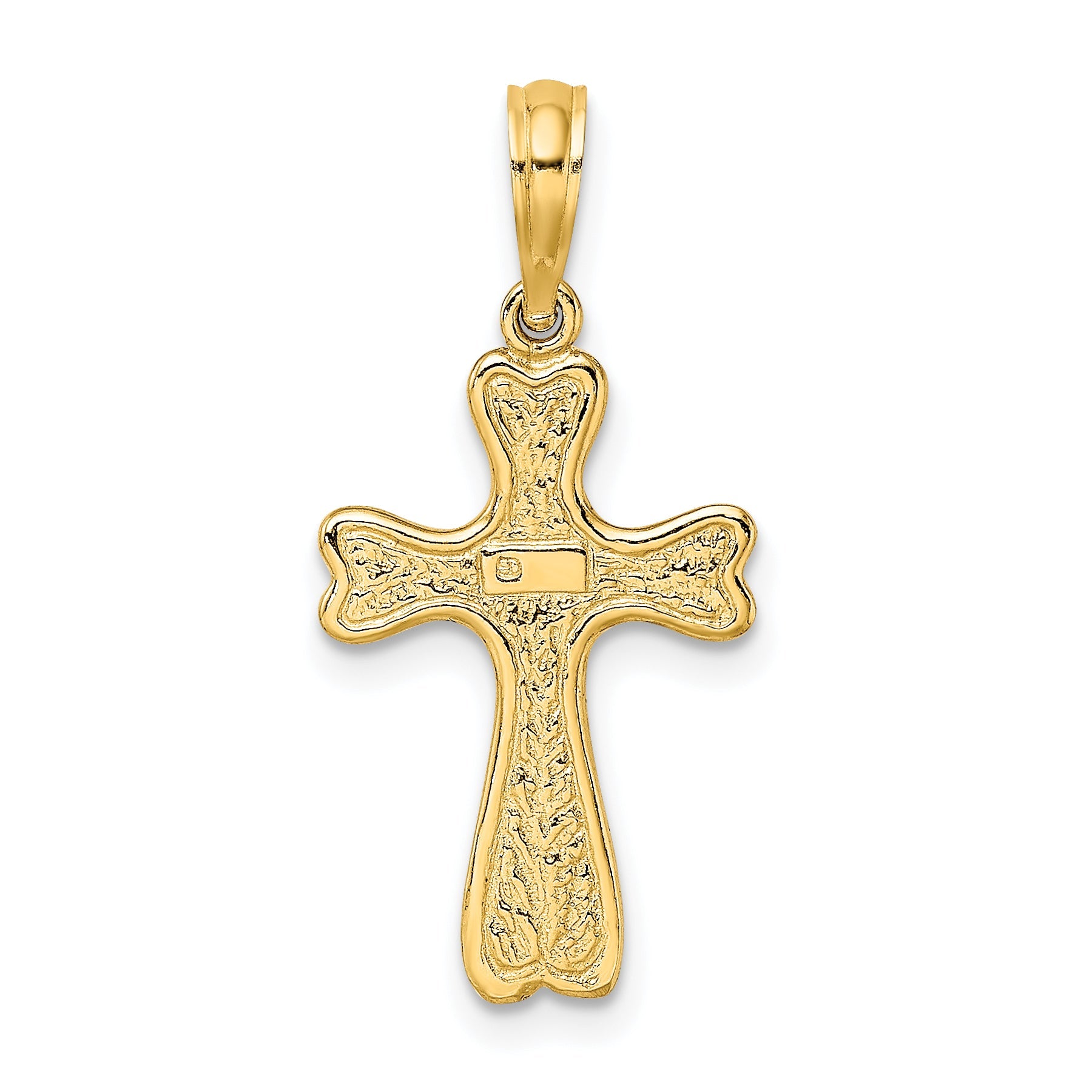 10K Yellow Gold 10K Cross W/ Textured Heart Edges Design Charm