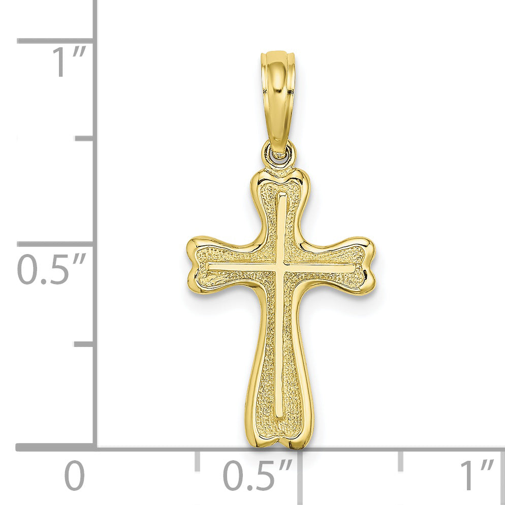 10K Yellow Gold 10K Cross W/ Textured Heart Edges Design Charm