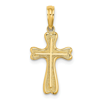 10K Yellow Gold 10K Cross W/ Textured Heart Edges Design Charm