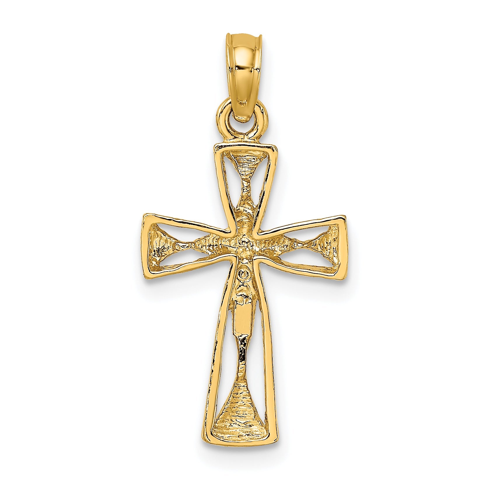 10K Yellow Gold 10K Cut-Out Cross W/ Triangle Ends Charm