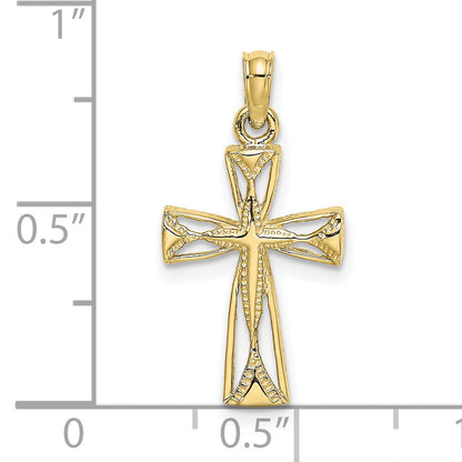10K Yellow Gold 10K Cut-Out Cross W/ Triangle Ends Charm